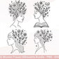 Blumen Frauen Silhouette SVG – Plotterdatei und Laserdatei | Boho Frau mit Blumen & Buch | PNG | Cricut Silhouette | Buchliebhaber Geschenk