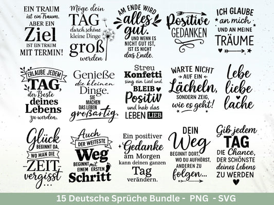 Positive Sprüche SVG – Motivations Sprüche Plotterdatei & Laserdatei | Deutsche Zitate | Cricut Silhouette | Geschenkidee | Freundin