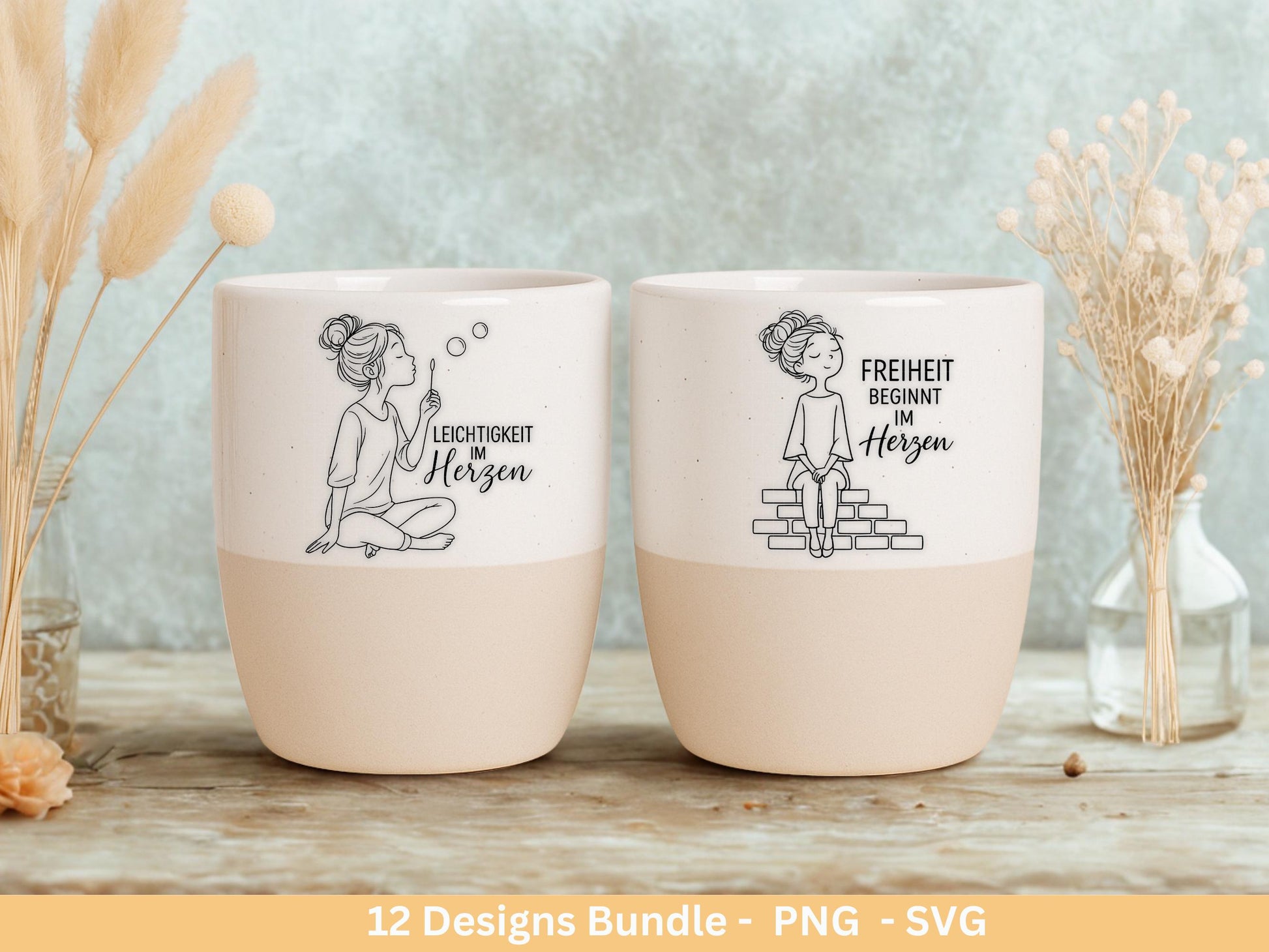 Handgezeichnete Frauen SVG | Sketch Bundle mit Sprüchen | Plotterdatei Laserdatei | Geschenkidee Freundin | Cricut Silhouette Design Datei