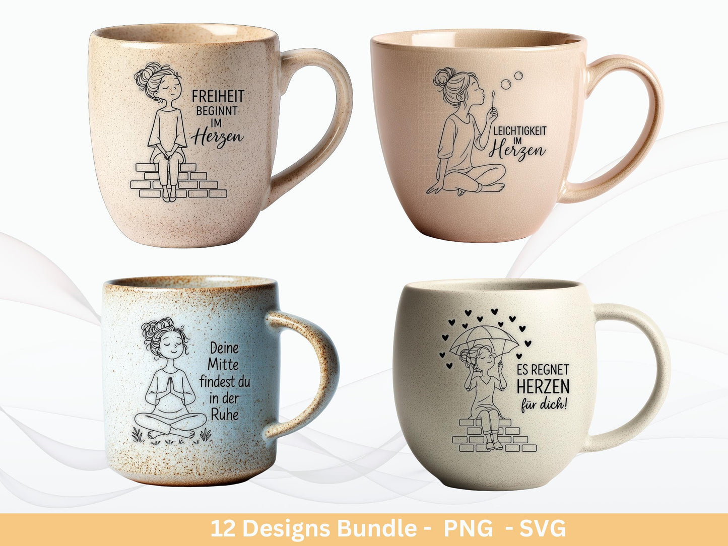 Handgezeichnete Frauen SVG | Sketch Bundle mit Sprüchen | Plotterdatei Laserdatei | Geschenkidee Freundin | Cricut Silhouette Design Datei