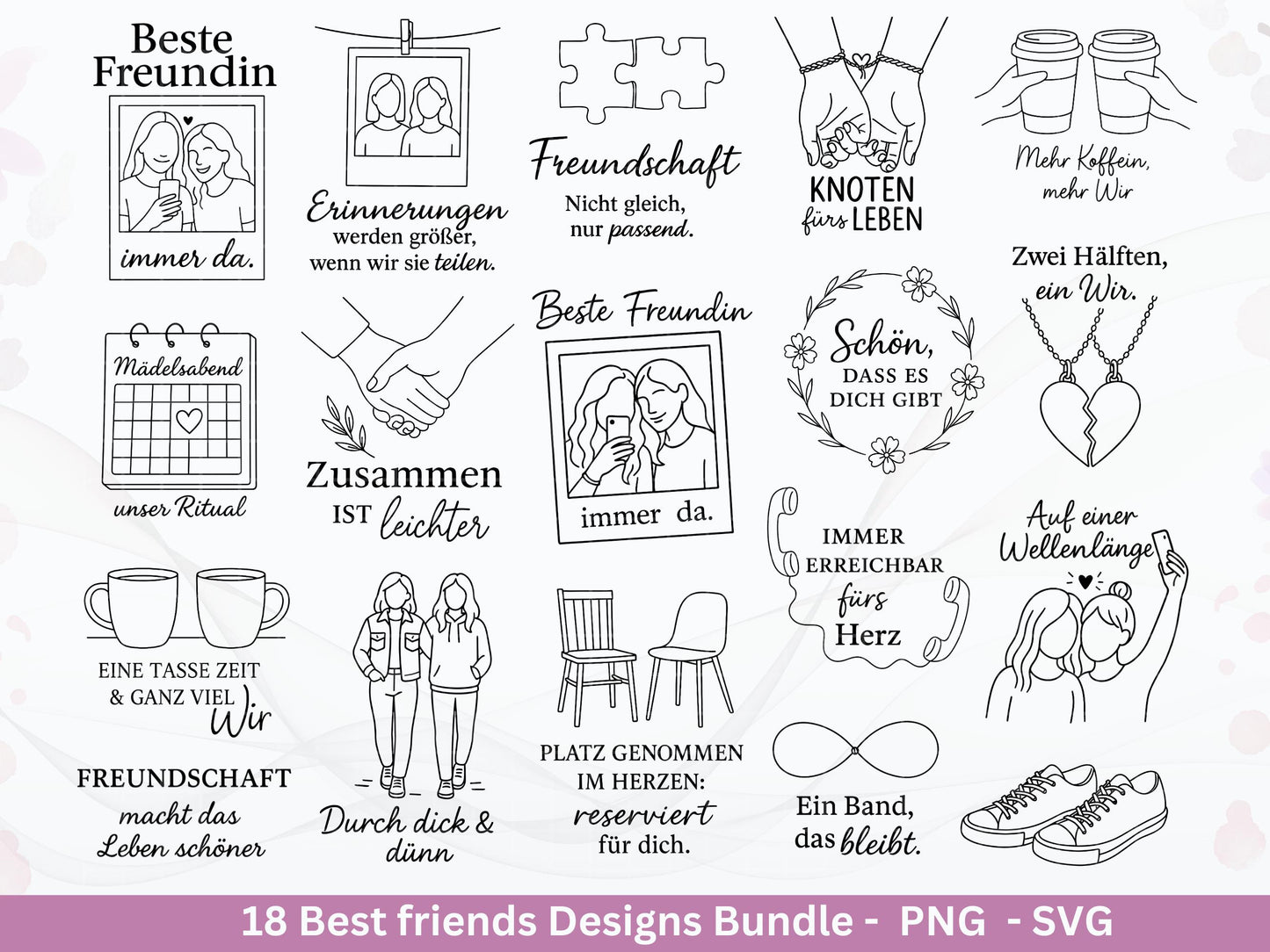 Beste Freundin SVG – Plotterdatei und Laserdatei | Freundschaft Sprüche | Geschenkidee Freundin & Schwester | Freundschaft SVG Datei Cricut
