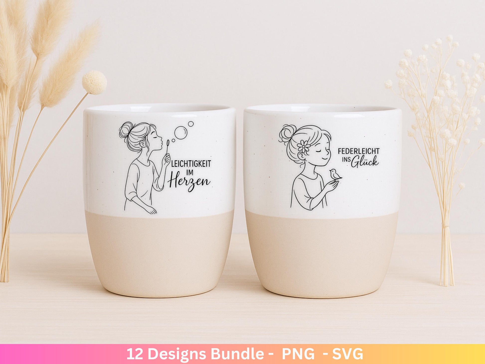 Handgezeichnete Frauen SVG | Sketch Bundle mit Sprüchen | Plotterdatei Laserdatei | Geschenkidee Freundin | Cricut Silhouette Design Datei