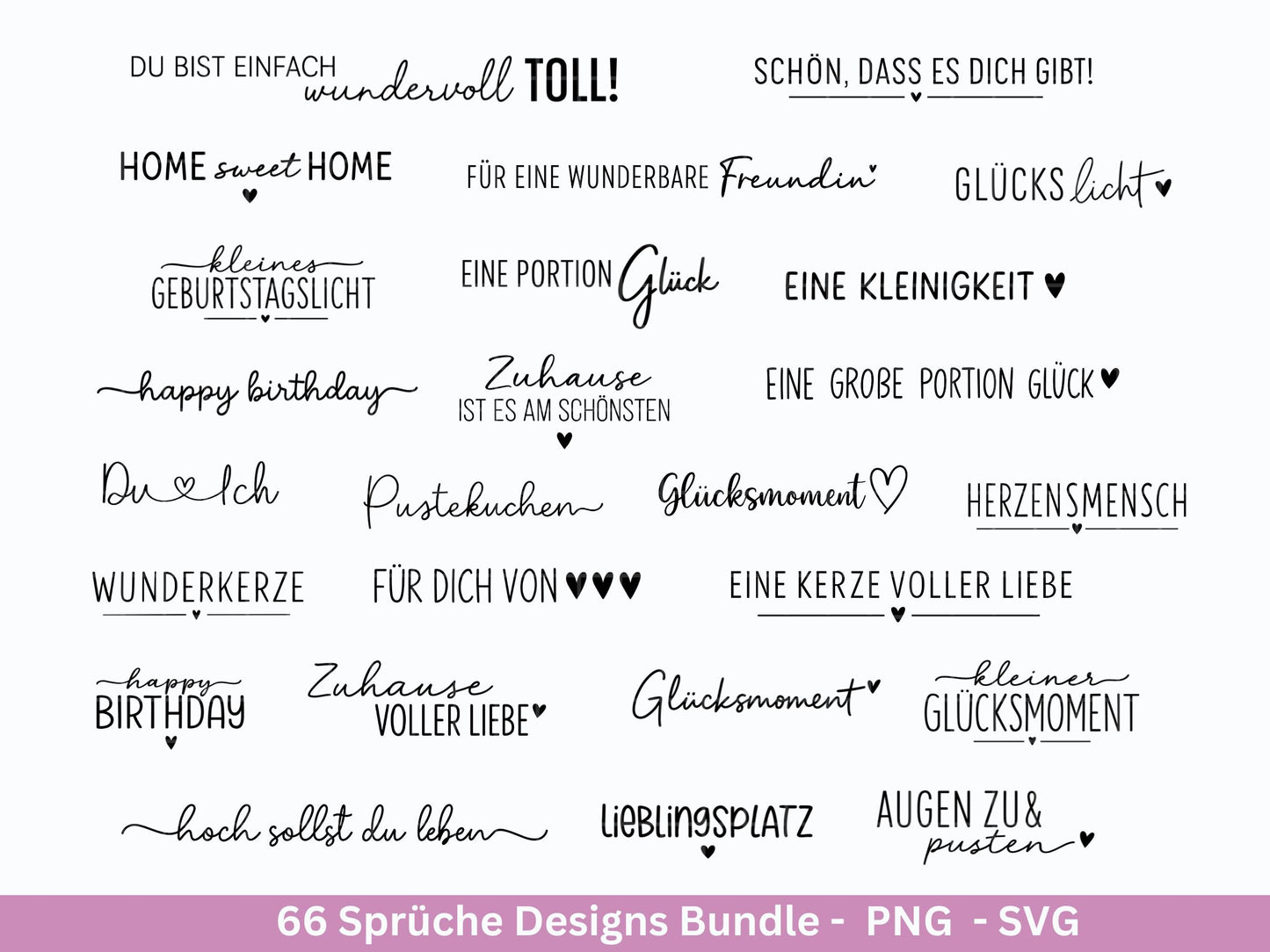 Sprüche SVG Bundle – Plotterdatei & Laserdatei | Klötzchen, Kerzen, Holz, Raysin | Familie, Freundschaft, Liebe, Glück, Zuhause Geschenkidee