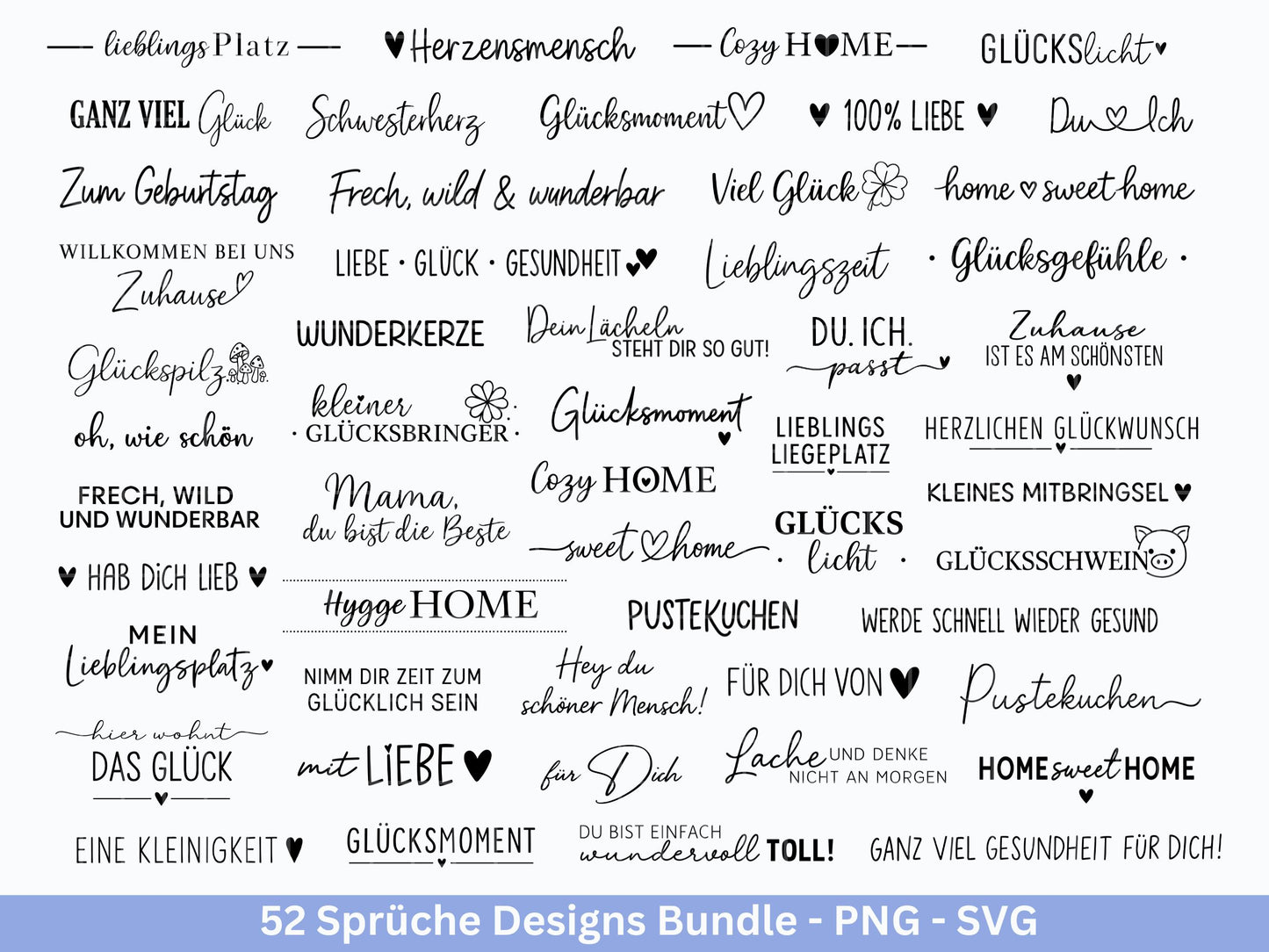 Sprüche SVG Bundle – Plotterdatei & Laserdatei | Klötzchen, Kerzen, Holz, Raysin | Familie, Freundschaft, Liebe, Glück, Zuhause Geschenkidee