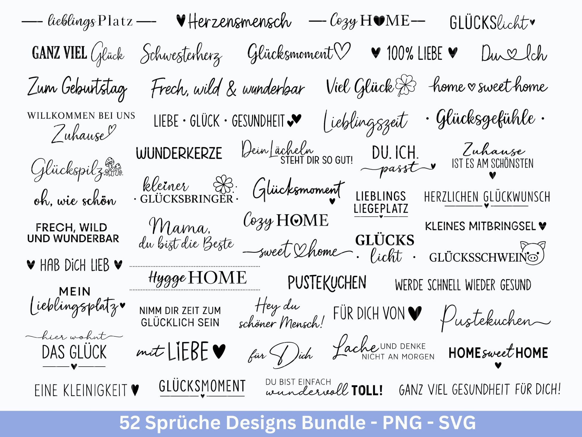 Sprüche SVG Bundle – Plotterdatei & Laserdatei | Klötzchen, Kerzen, Holz, Raysin | Familie, Freundschaft, Liebe, Glück, Zuhause Geschenkidee