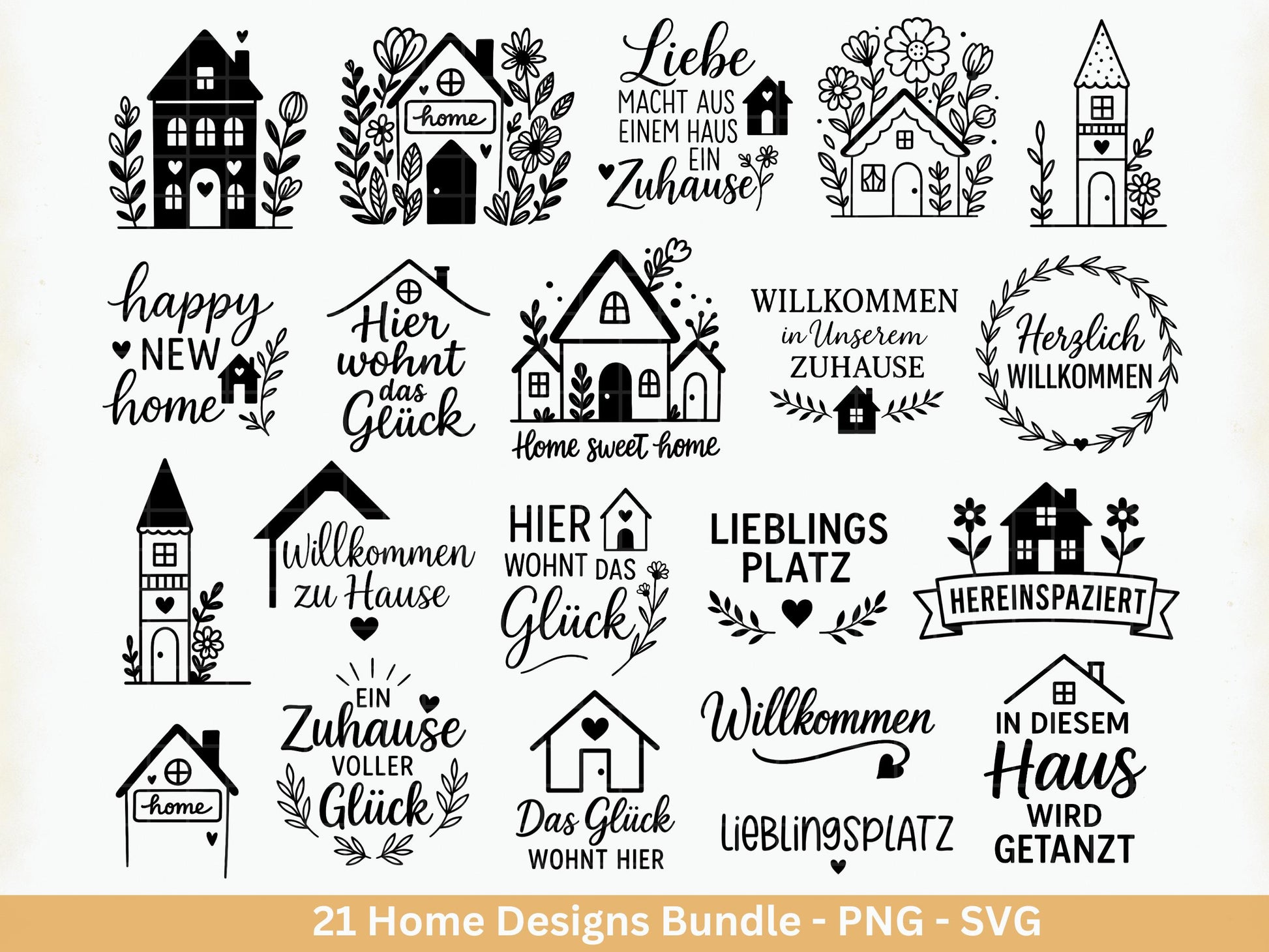 Zuhause SVG – Plotterdatei & Laserdatei | Home Schriftzug | Häuser Sprüche | Geschenkidee Holzbrett | Cricut Silhouette Deko Liebe
