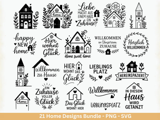 Zuhause SVG – Plotterdatei & Laserdatei | Home Schriftzug | Häuser Sprüche | Geschenkidee Holzbrett | Cricut Silhouette Deko Liebe