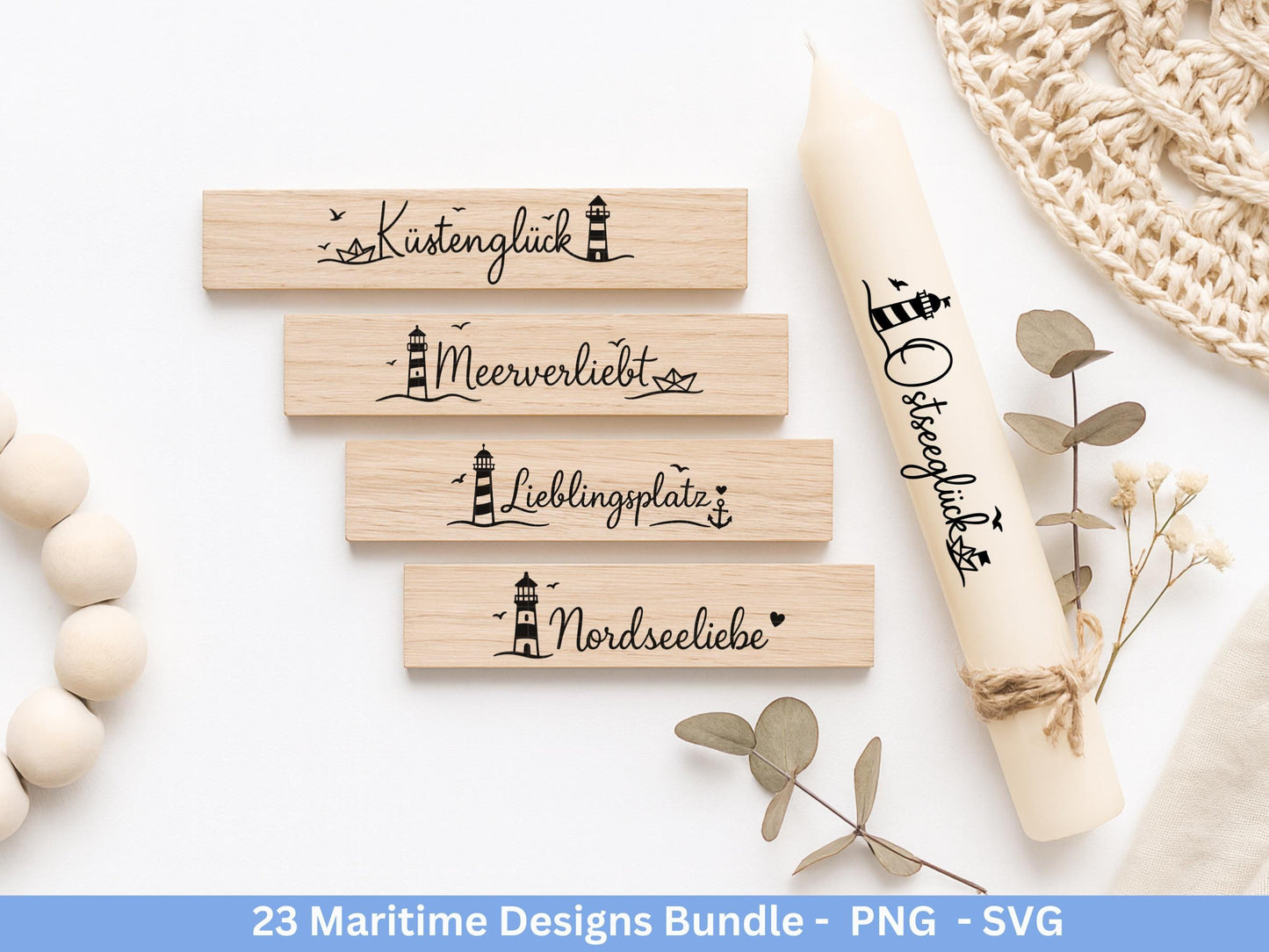 Maritim SVG Bundle – Plotterdatei & Laserdatei | Ahoi, Heimathafen , Leuchtturm | Nordsee Ostsee Liebe | Maritime Sprüche | Geschenkidee