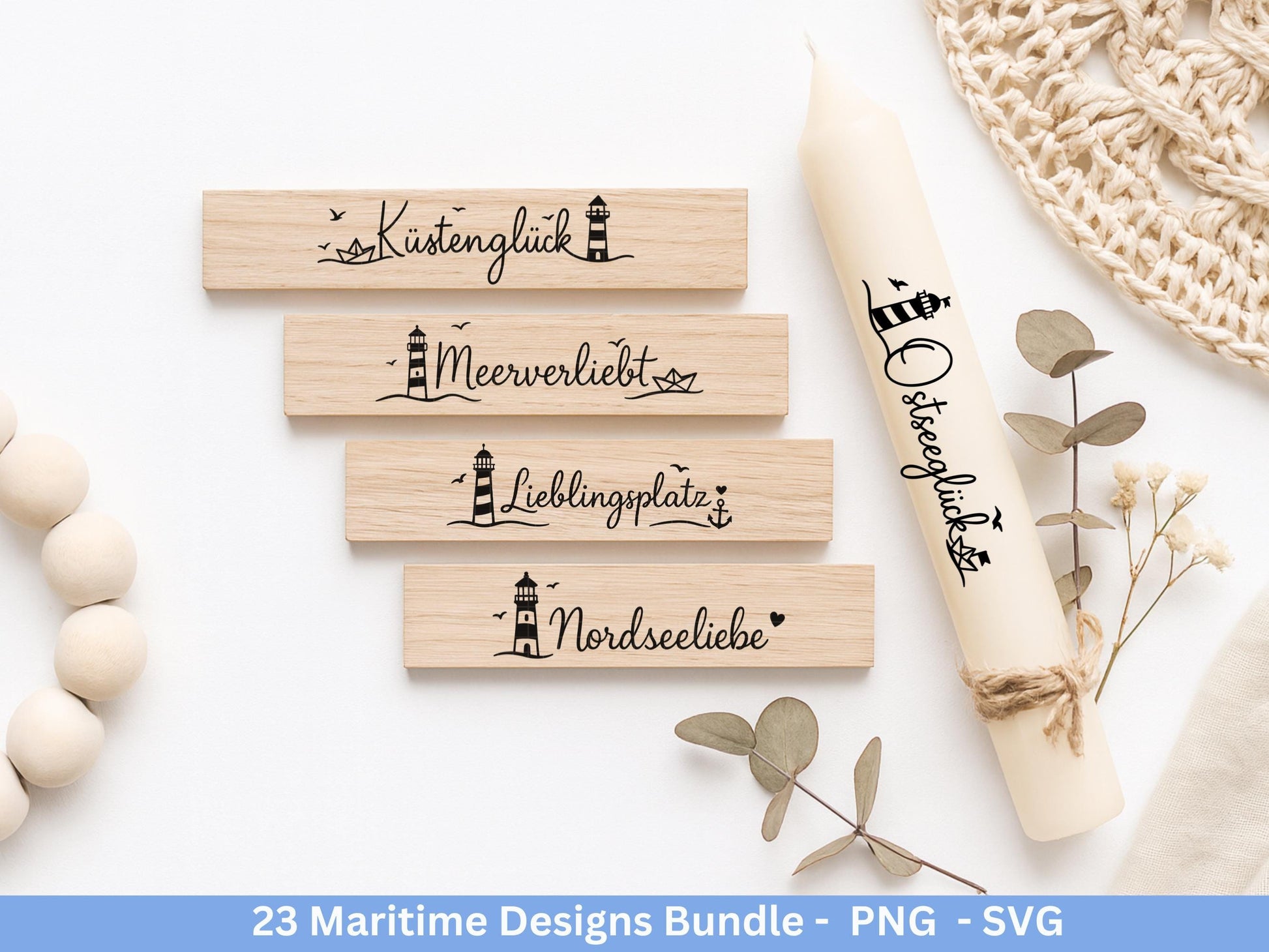 Maritim SVG Bundle – Plotterdatei & Laserdatei | Ahoi, Heimathafen , Leuchtturm | Nordsee Ostsee Liebe | Maritime Sprüche | Geschenkidee