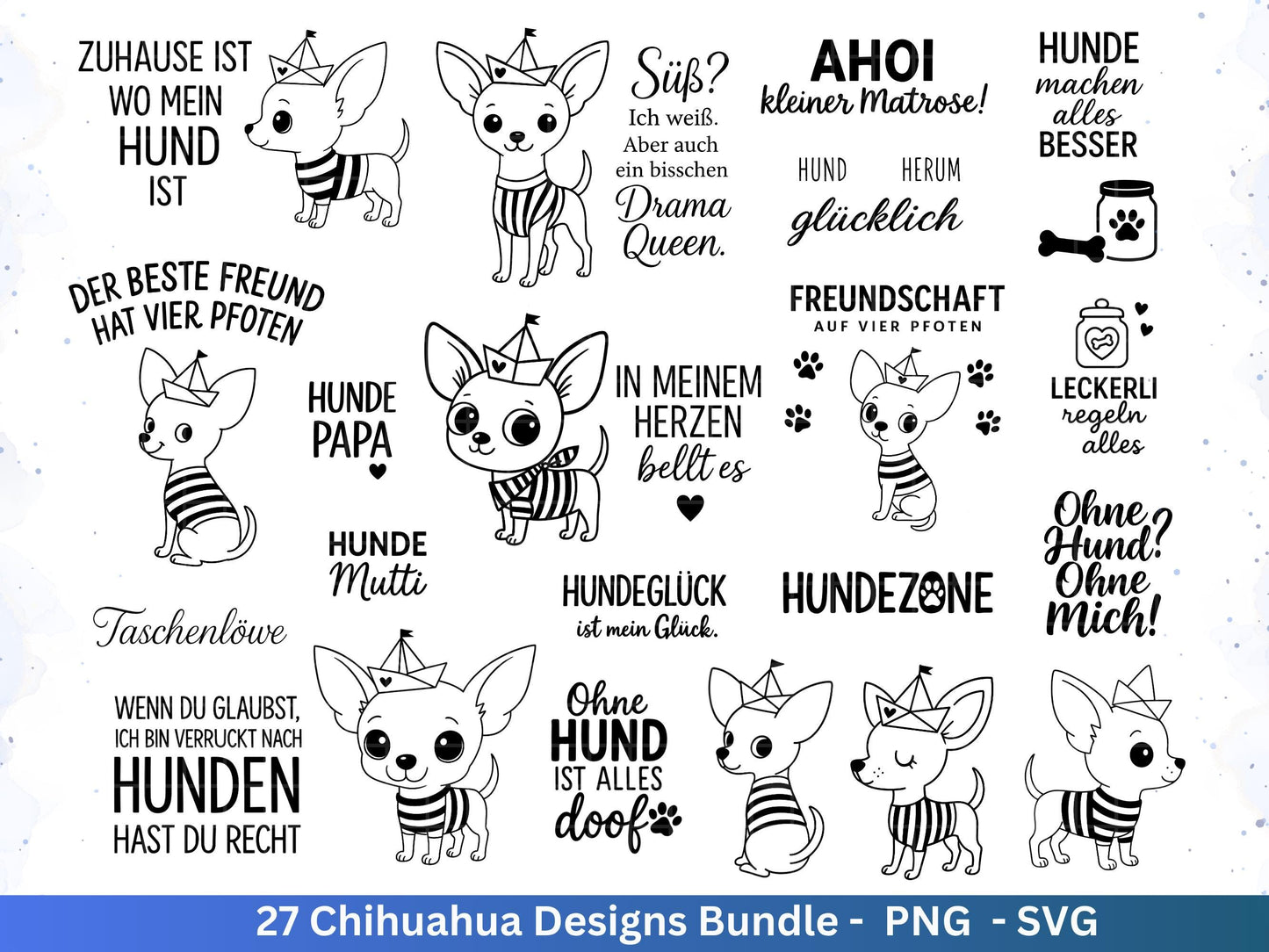Chihuahua SVG Bundle – Plotterdatei & Laserdatei | Hunde Sprüche | Dog Lover | Hundeliebe | Maritim | Geschenkidee Hundefan Cricut
