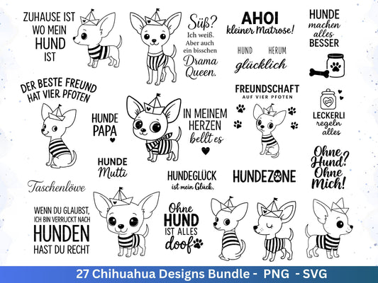 Chihuahua SVG Bundle – Plotterdatei & Laserdatei | Hunde Sprüche | Dog Lover | Hundeliebe | Maritim | Geschenkidee Hundefan Cricut