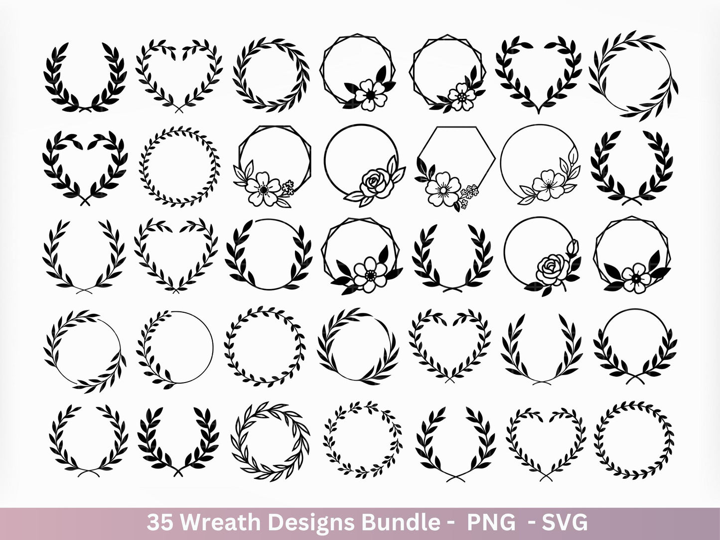 Blumenkranz SVG Bundle – Plotterdatei & Laserdatei | Kränze| Lorbeerkranz Designs | Monogramm Rahmen | Hochzeit Dekoration | Cricut Clipart