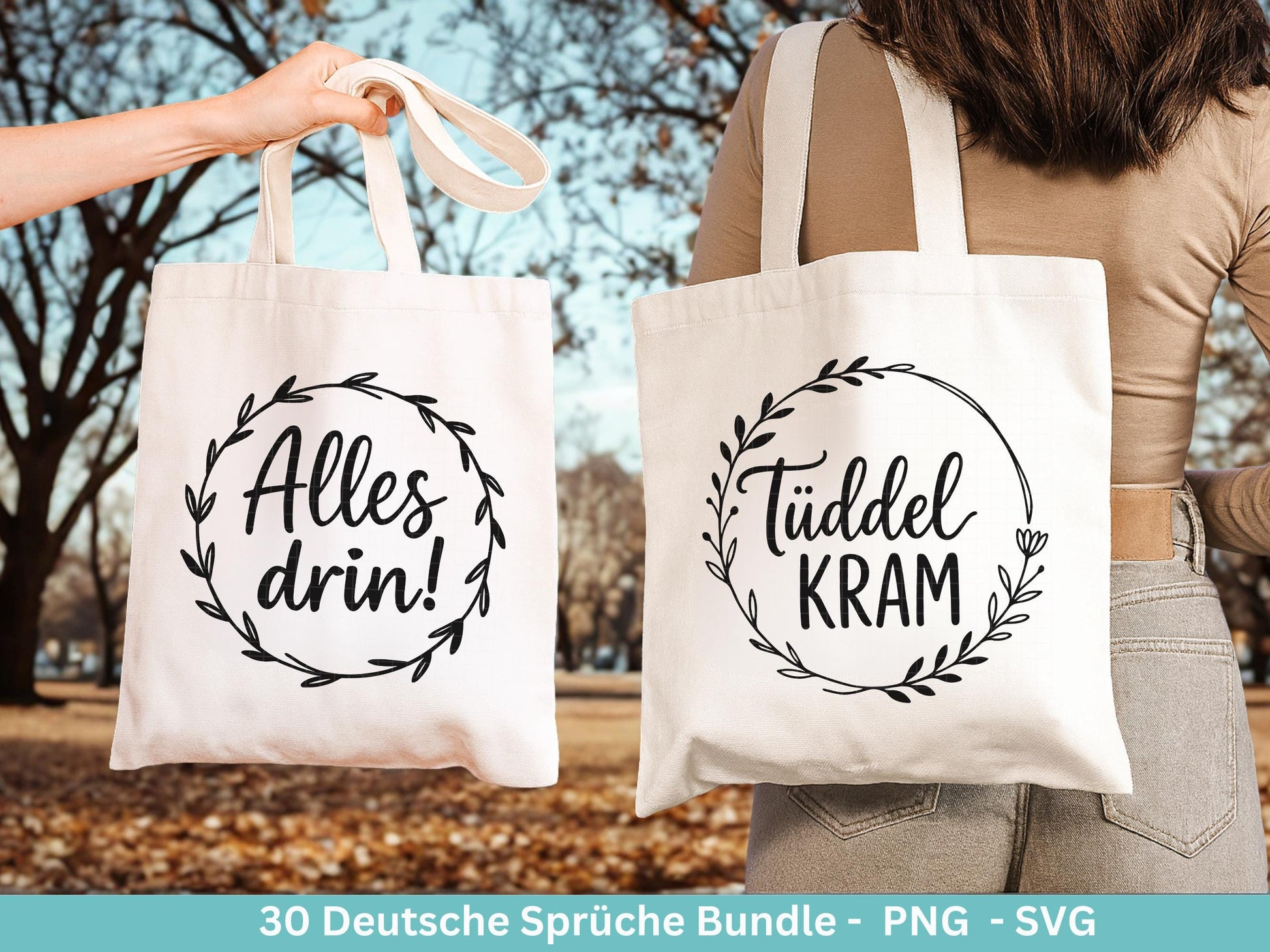 Deutsche Sprüche für Beutel SVG – Taschensprüche Bundle | Plotterdatei & Laserdatei | Jutetasche plotten | Lustige Sprüche Cricut Silhouette