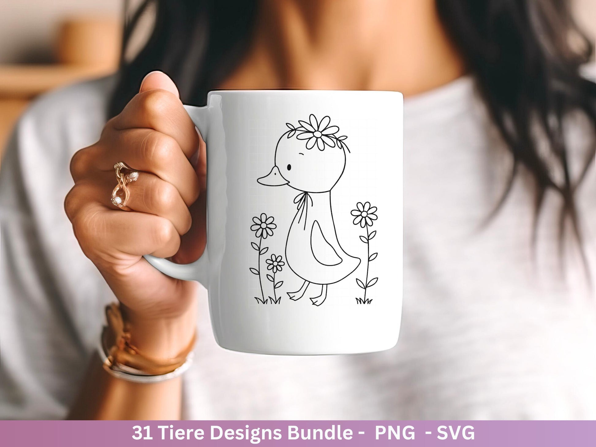 Handgezeichnete Tiere SVG Bundle – Plotterdatei & Laserdatei | Süße Wald Safari Tiere | Kinder Line Art Clipart | Geschenkidee Cricut Holz