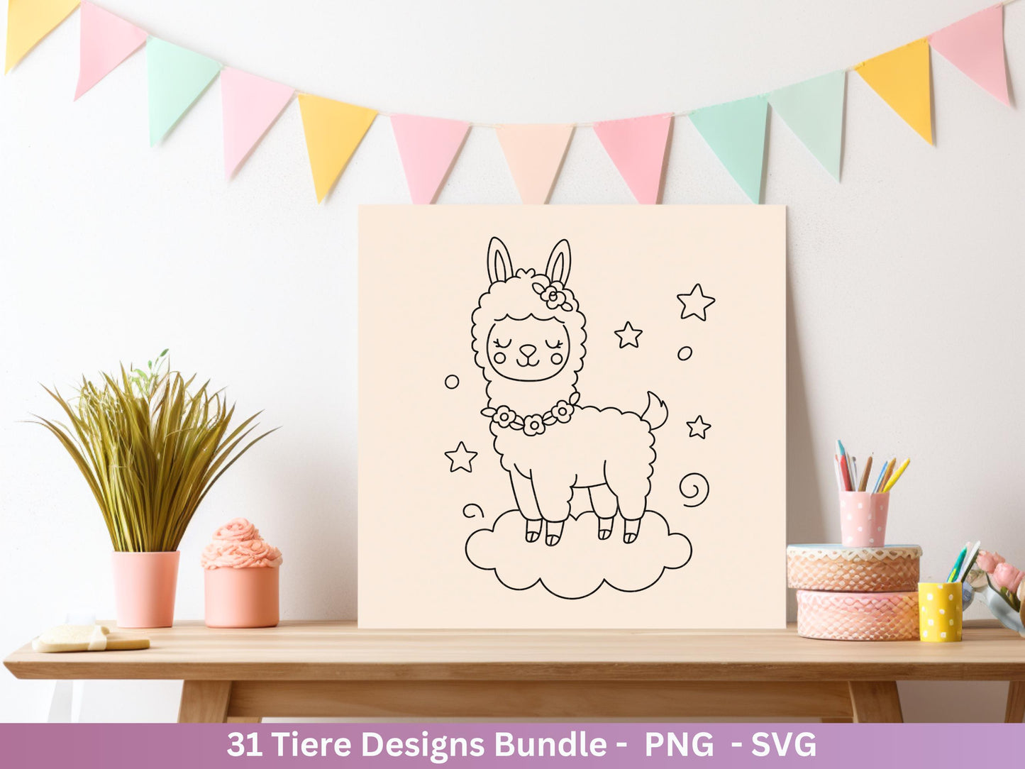 Handgezeichnete Tiere SVG Bundle – Plotterdatei & Laserdatei | Süße Wald Safari Tiere | Kinder Line Art Clipart | Geschenkidee Cricut Holz