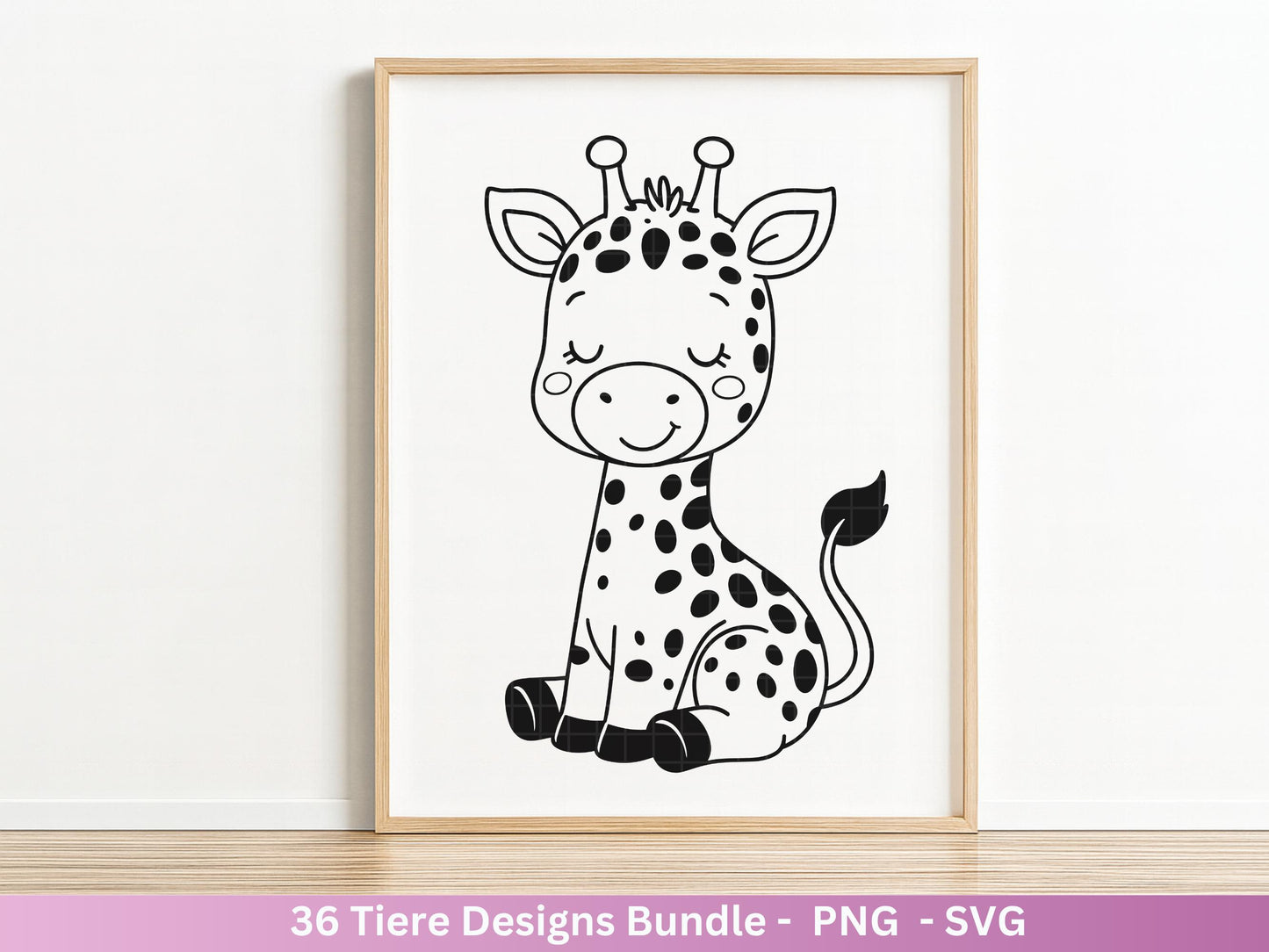 Line Art Tiere SVG Bundle – Handgezeichnete Wald und Safari Tiere, Kawaii Kinder Clipart, Plotterdatei & Lasergravur Geschenkidee Cricut