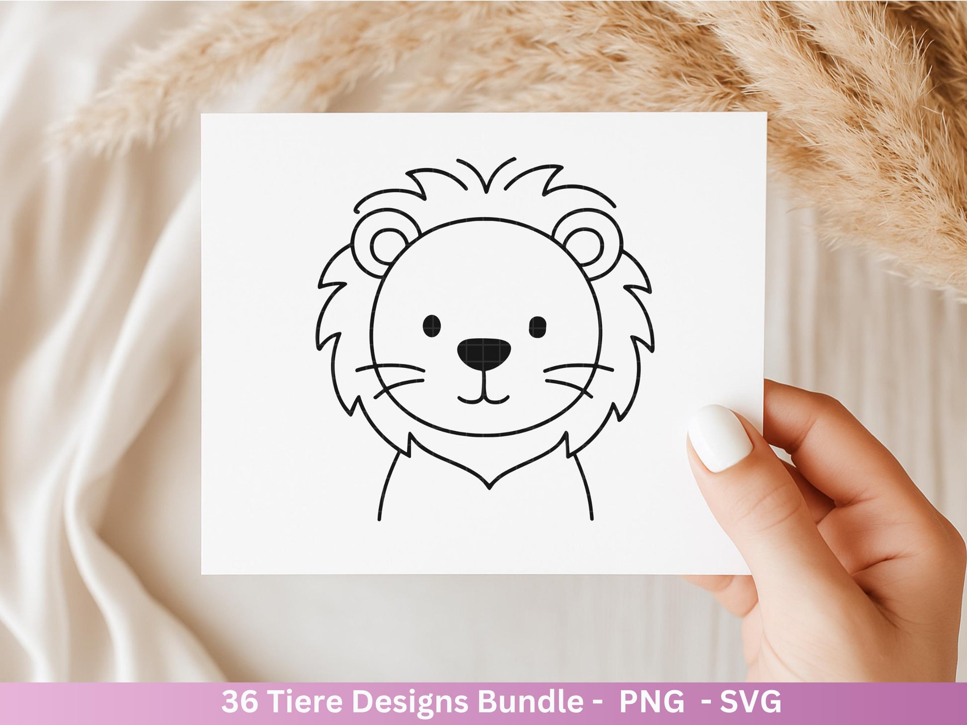 Line Art Tiere SVG Bundle – Handgezeichnete Wald und Safari Tiere, Kawaii Kinder Clipart, Plotterdatei & Lasergravur Geschenkidee Cricut
