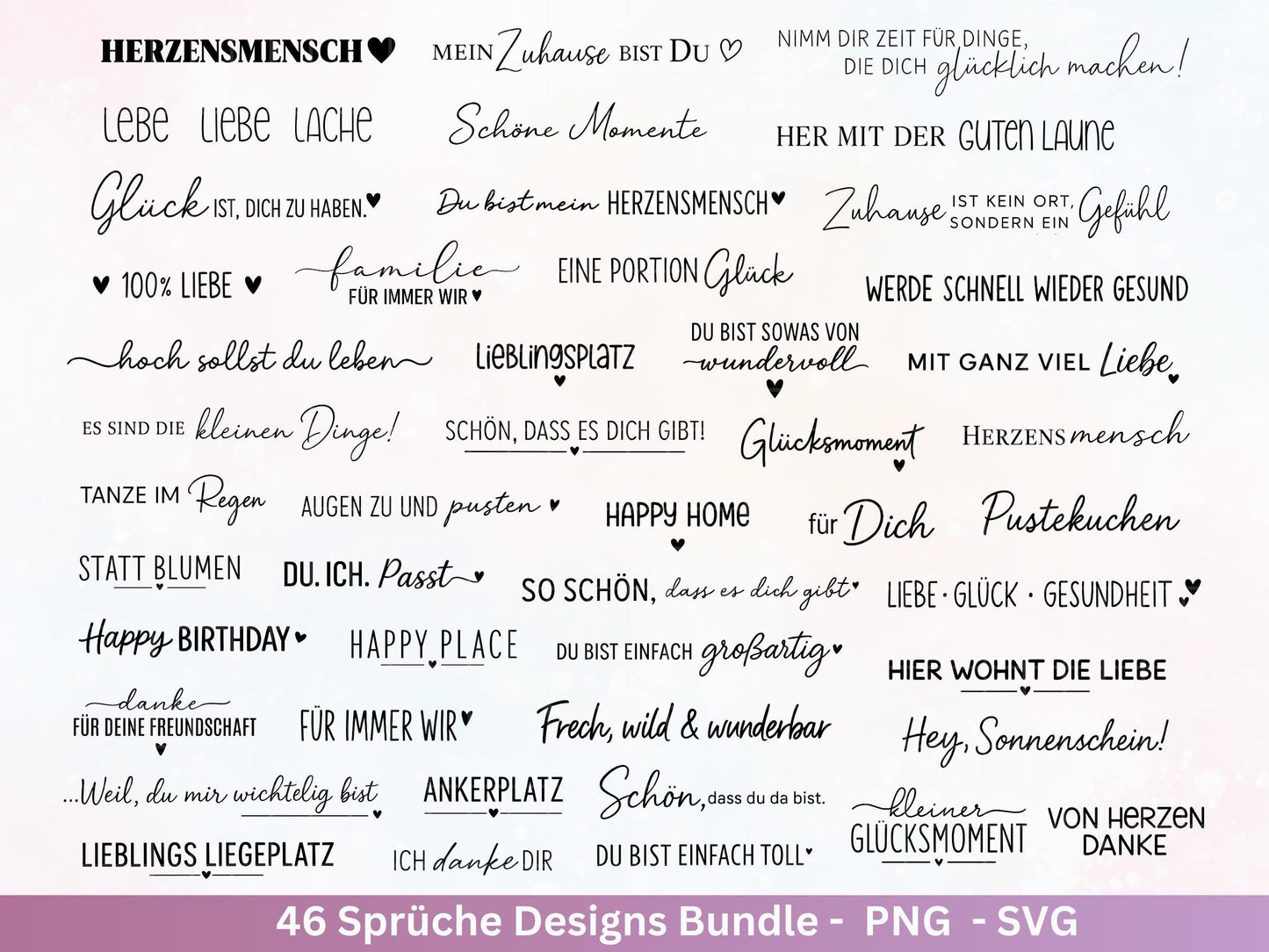 Sprüche SVG Bundle – Plotterdatei & Laserdatei | Klötzchen, Kerzen, Holz, Raysin | Familie, Freundschaft, Liebe, Glück, Zuhause Geschenkidee