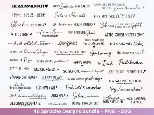 Sprüche SVG Bundle – Plotterdatei & Laserdatei | Klötzchen, Kerzen, Holz, Raysin | Familie, Freundschaft, Liebe, Glück, Zuhause Geschenkidee