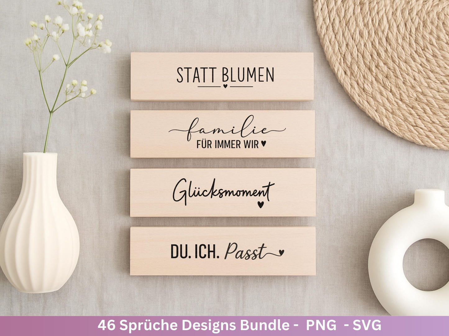 Sprüche SVG Bundle – Plotterdatei & Laserdatei | Klötzchen, Kerzen, Holz, Raysin | Familie, Freundschaft, Liebe, Glück, Zuhause Geschenkidee