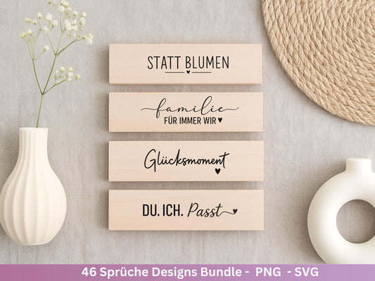 Sprüche SVG Bundle – Plotterdatei & Laserdatei | Klötzchen, Kerzen, Holz, Raysin | Familie, Freundschaft, Liebe, Glück, Zuhause Geschenkidee