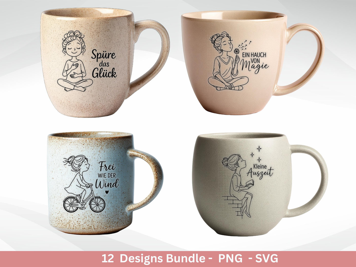 Handgezeichnete Frauen SVG | Sketch Bundle mit Sprüchen | Plotterdatei Laserdatei | Geschenkidee Freundin | Cricut Silhouette Design Datei