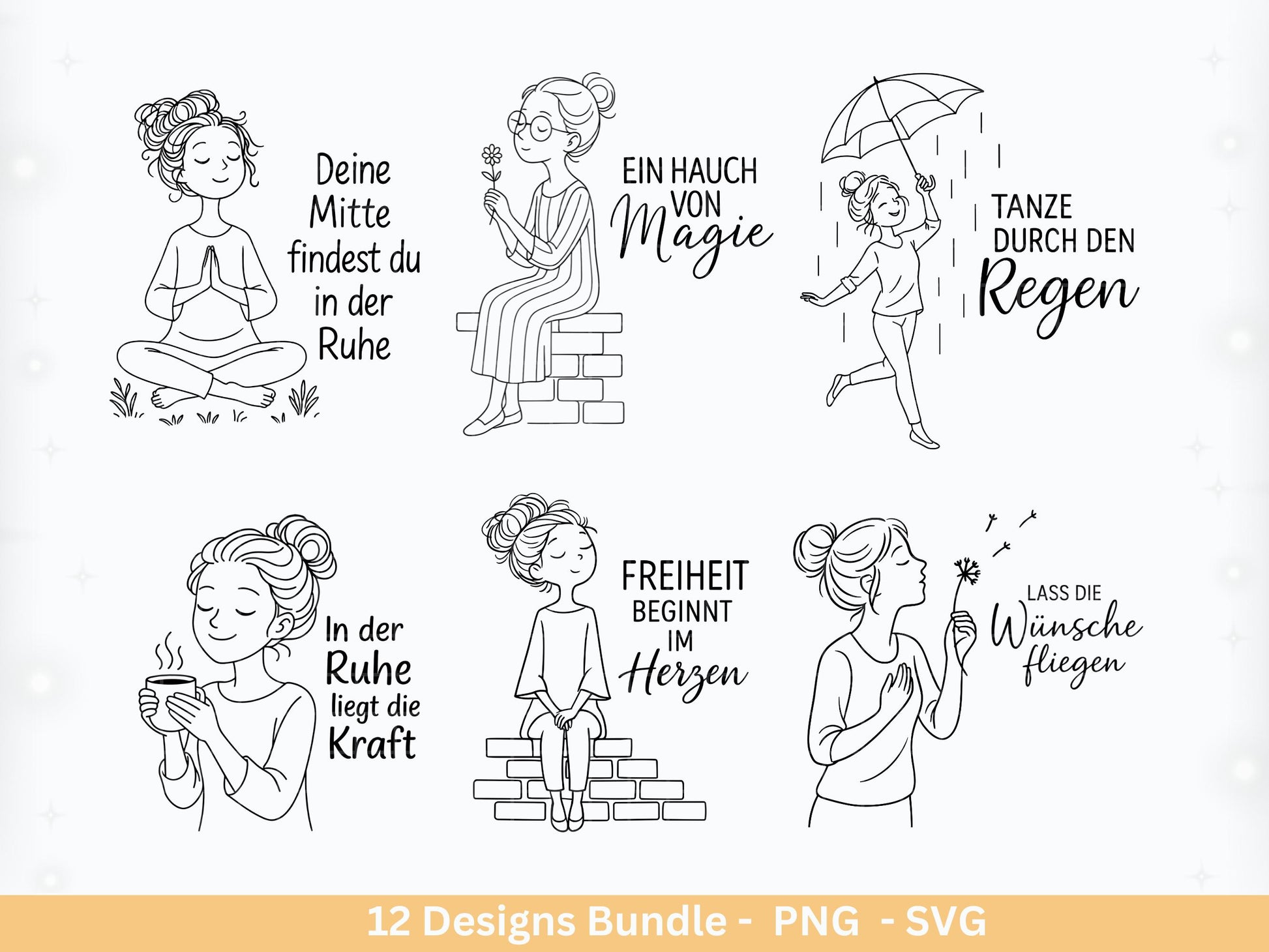 Handgezeichnete Frauen SVG | Sketch Bundle mit Sprüchen | Plotterdatei Laserdatei | Geschenkidee Freundin | Cricut Silhouette Design Datei