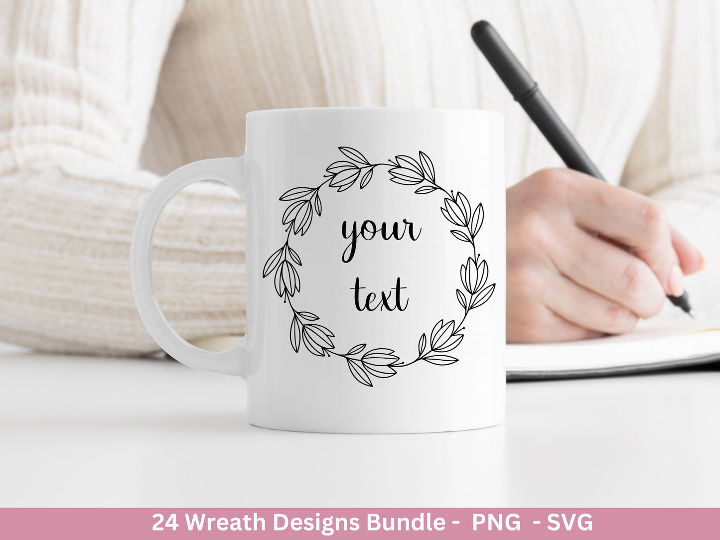 Blumenkranz Plotterdatei Bundle – 24 Kränze SVG & PNG | Lorbeerkranz Monogramm | Cricut Clipart | Laserdatei Holz Gravur Rahmen Deko DIY