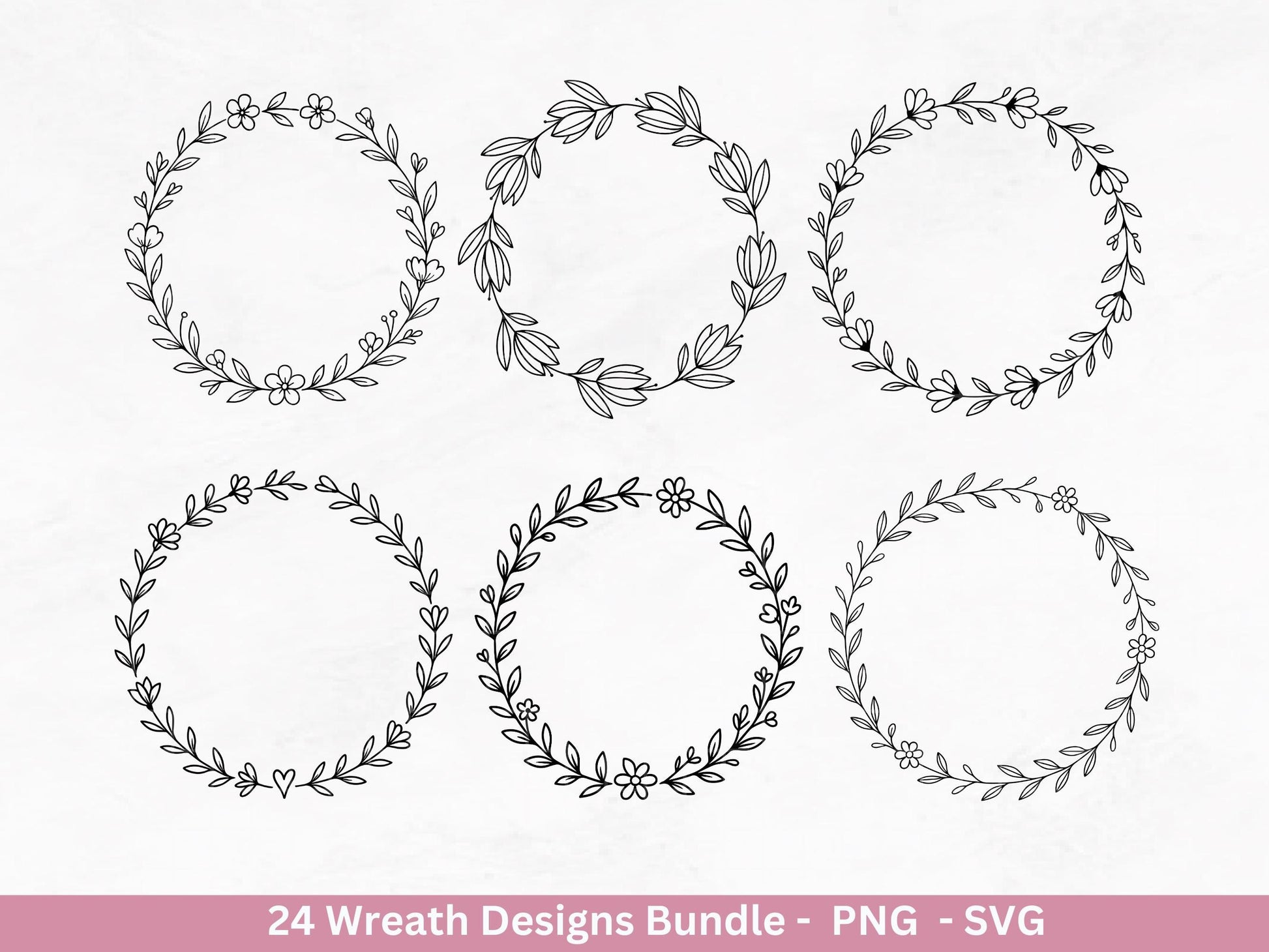 Blumenkranz Plotterdatei Bundle – 24 Kränze SVG & PNG | Lorbeerkranz Monogramm | Cricut Clipart | Laserdatei Holz Gravur Rahmen Deko DIY