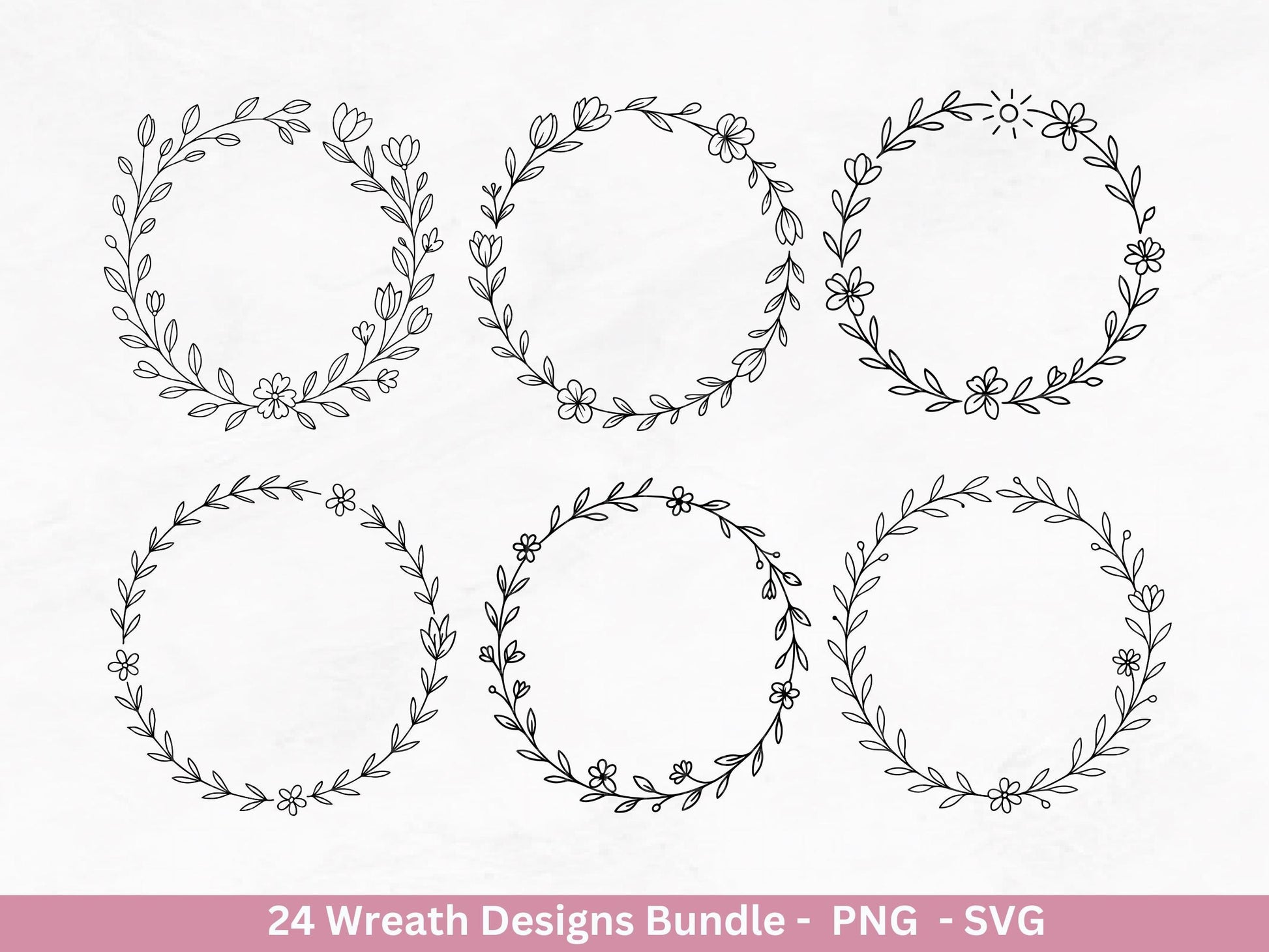 Blumenkranz Plotterdatei Bundle – 24 Kränze SVG & PNG | Lorbeerkranz Monogramm | Cricut Clipart | Laserdatei Holz Gravur Rahmen Deko DIY