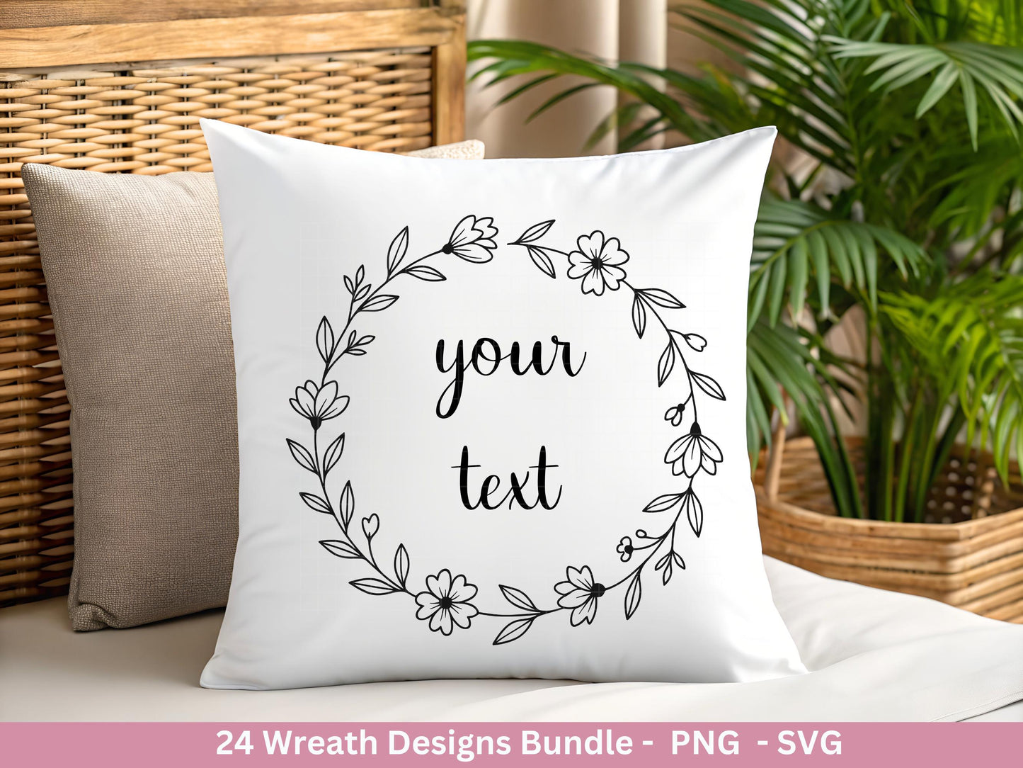 Blumenkranz Plotterdatei Bundle – 24 Kränze SVG & PNG | Lorbeerkranz Monogramm | Cricut Clipart | Laserdatei Holz Gravur Rahmen Deko DIY