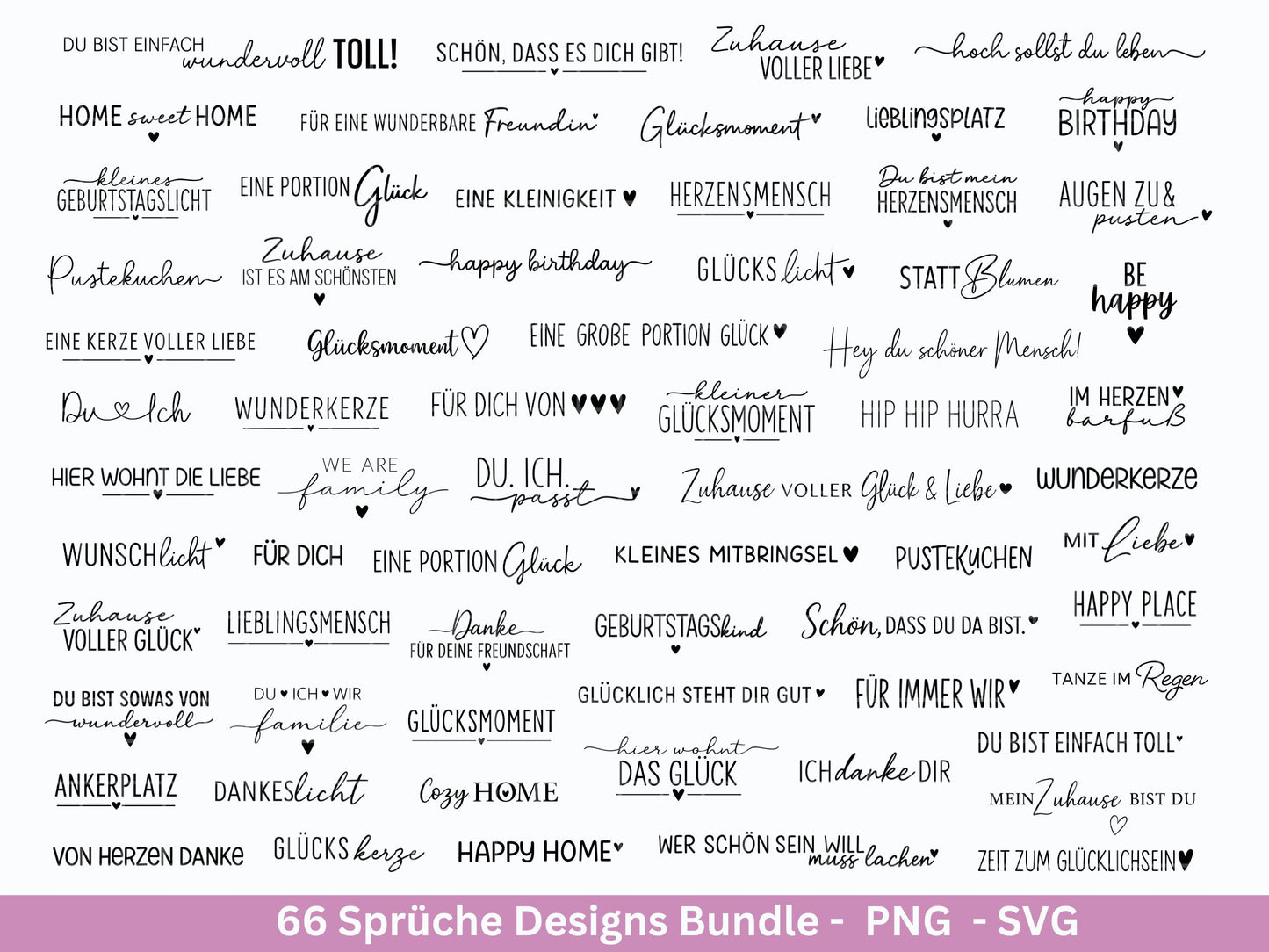 Sprüche SVG Bundle – Plotterdatei & Laserdatei | Klötzchen, Kerzen, Holz, Raysin | Familie, Freundschaft, Liebe, Glück, Zuhause Geschenkidee