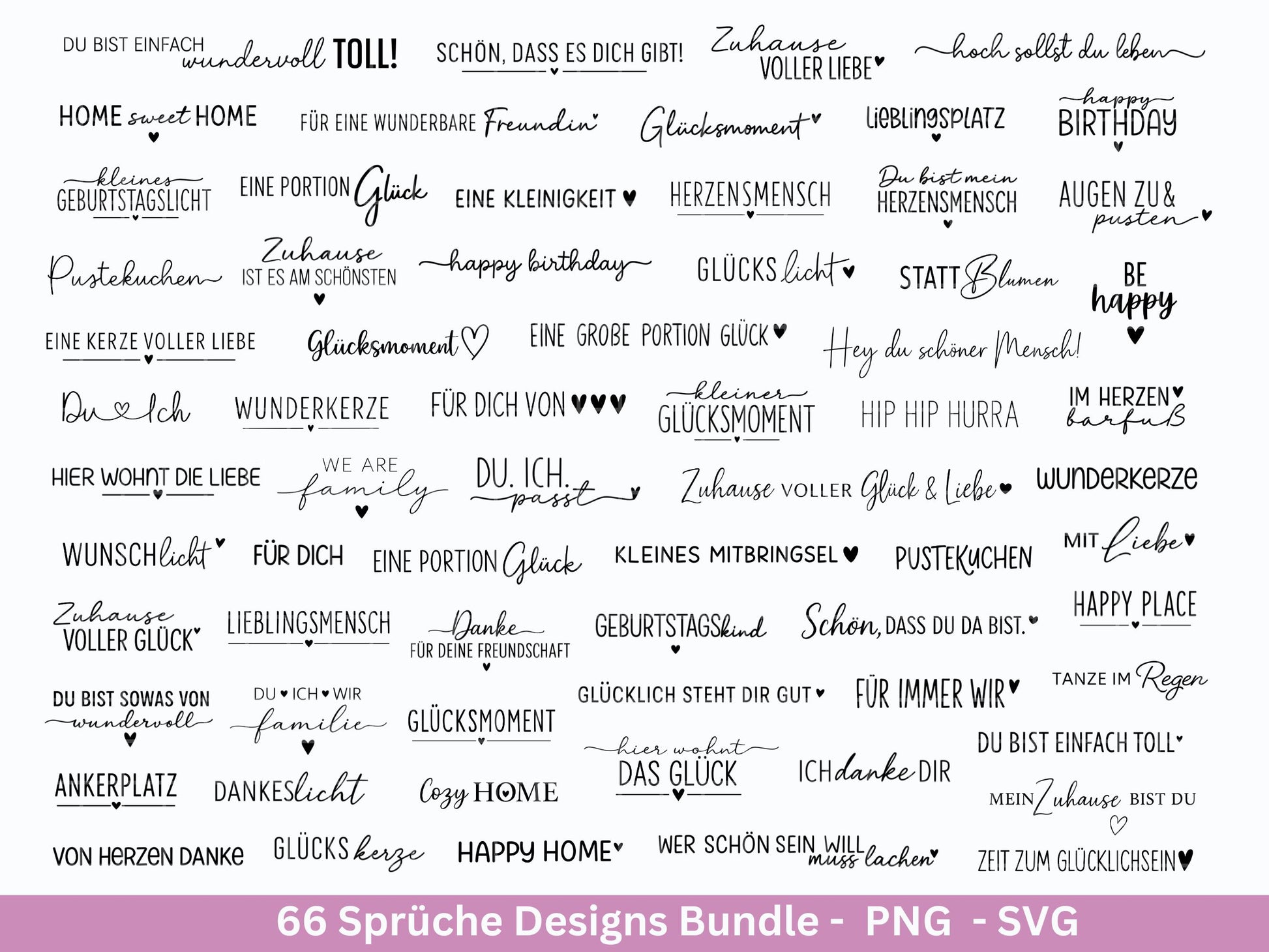 Sprüche SVG Bundle – Plotterdatei & Laserdatei | Klötzchen, Kerzen, Holz, Raysin | Familie, Freundschaft, Liebe, Glück, Zuhause Geschenkidee