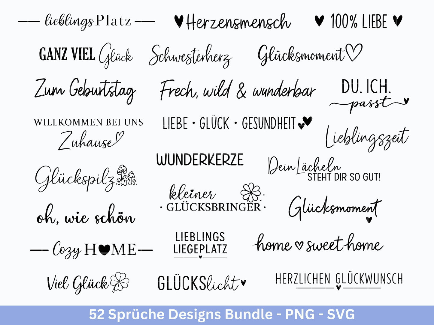 Sprüche SVG Bundle – Plotterdatei & Laserdatei | Klötzchen, Kerzen, Holz, Raysin | Familie, Freundschaft, Liebe, Glück, Zuhause Geschenkidee