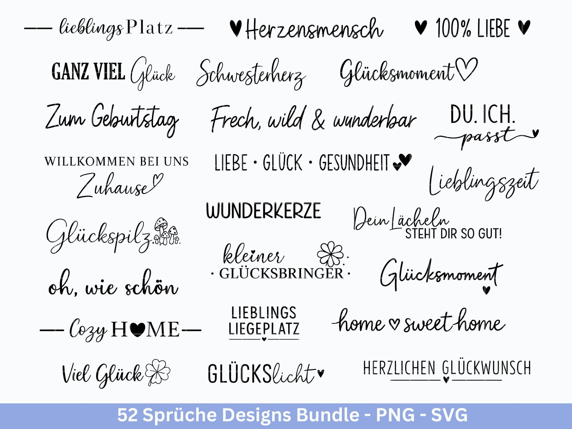 Sprüche SVG Bundle – Plotterdatei & Laserdatei | Klötzchen, Kerzen, Holz, Raysin | Familie, Freundschaft, Liebe, Glück, Zuhause Geschenkidee