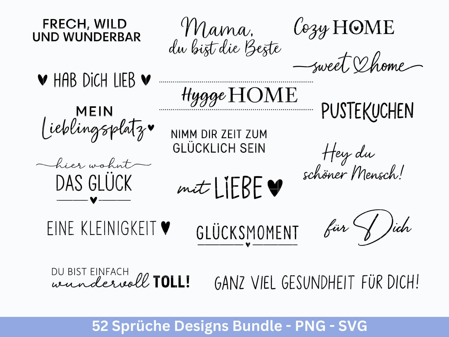 Sprüche SVG Bundle – Plotterdatei & Laserdatei | Klötzchen, Kerzen, Holz, Raysin | Familie, Freundschaft, Liebe, Glück, Zuhause Geschenkidee