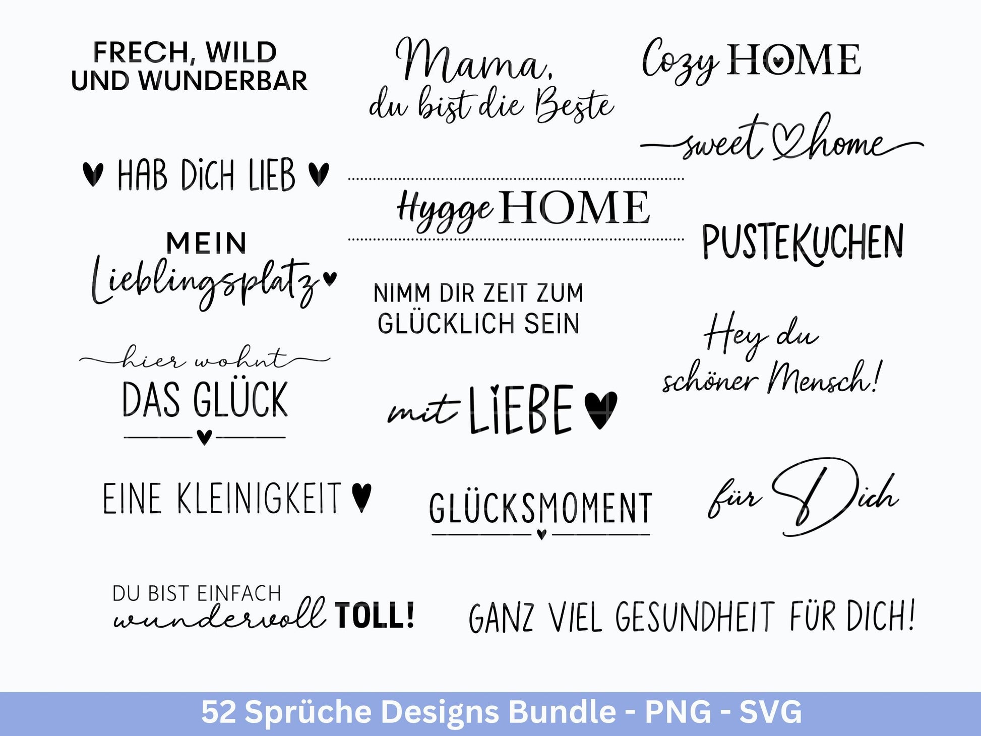 Sprüche SVG Bundle – Plotterdatei & Laserdatei | Klötzchen, Kerzen, Holz, Raysin | Familie, Freundschaft, Liebe, Glück, Zuhause Geschenkidee