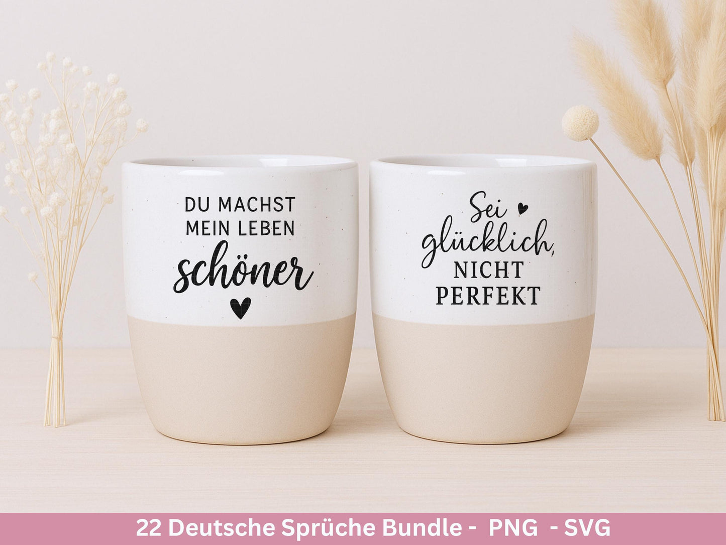 Sprüche SVG Bundle – Plotterdatei & Laserdatei | Positive Deutsche Zitate | Danke | Beste Freundin | Geschenkidee | Cricut Silhouette