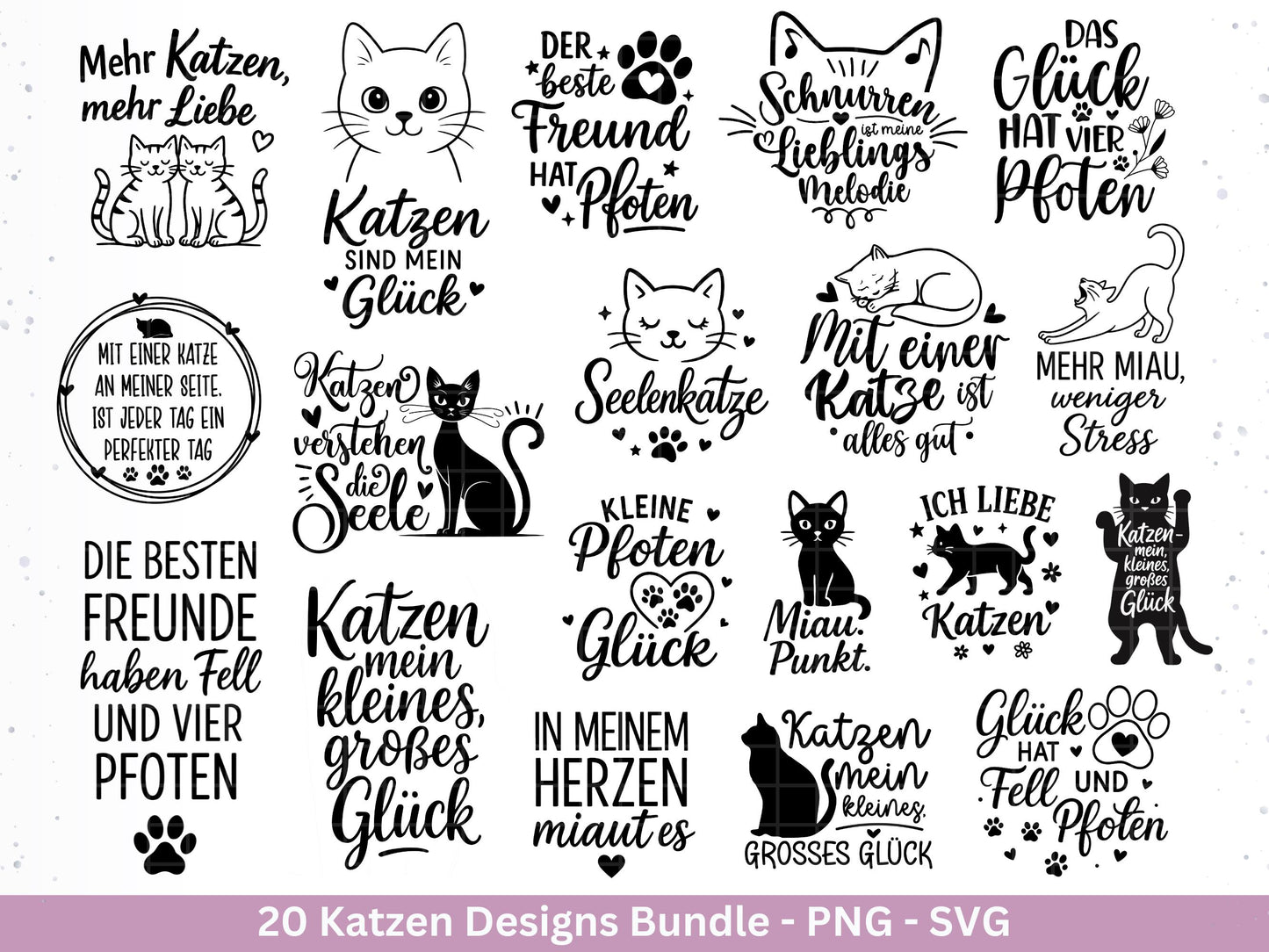 Katzen SVG Bundle – Plotterdatei & Laserdatei | Katzen Sprüche | Katzenliebe Designs | Cricut Silhouette | Katzen Mama | Geschenkidee Katze