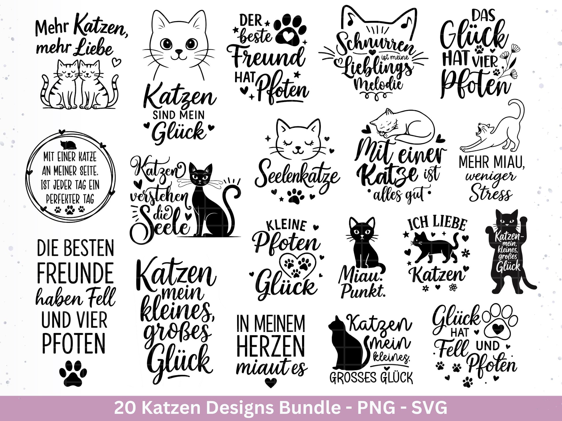 Katzen SVG Bundle – Plotterdatei & Laserdatei | Katzen Sprüche | Katzenliebe Designs | Cricut Silhouette | Katzen Mama | Geschenkidee Katze