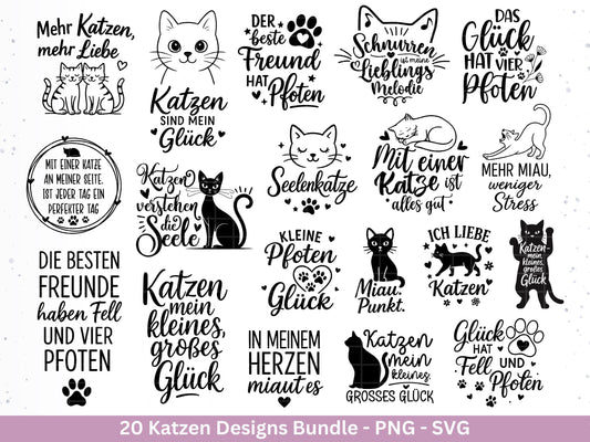 Katzen SVG Bundle – Plotterdatei & Laserdatei | Katzen Sprüche | Katzenliebe Designs | Cricut Silhouette | Katzen Mama | Geschenkidee Katze