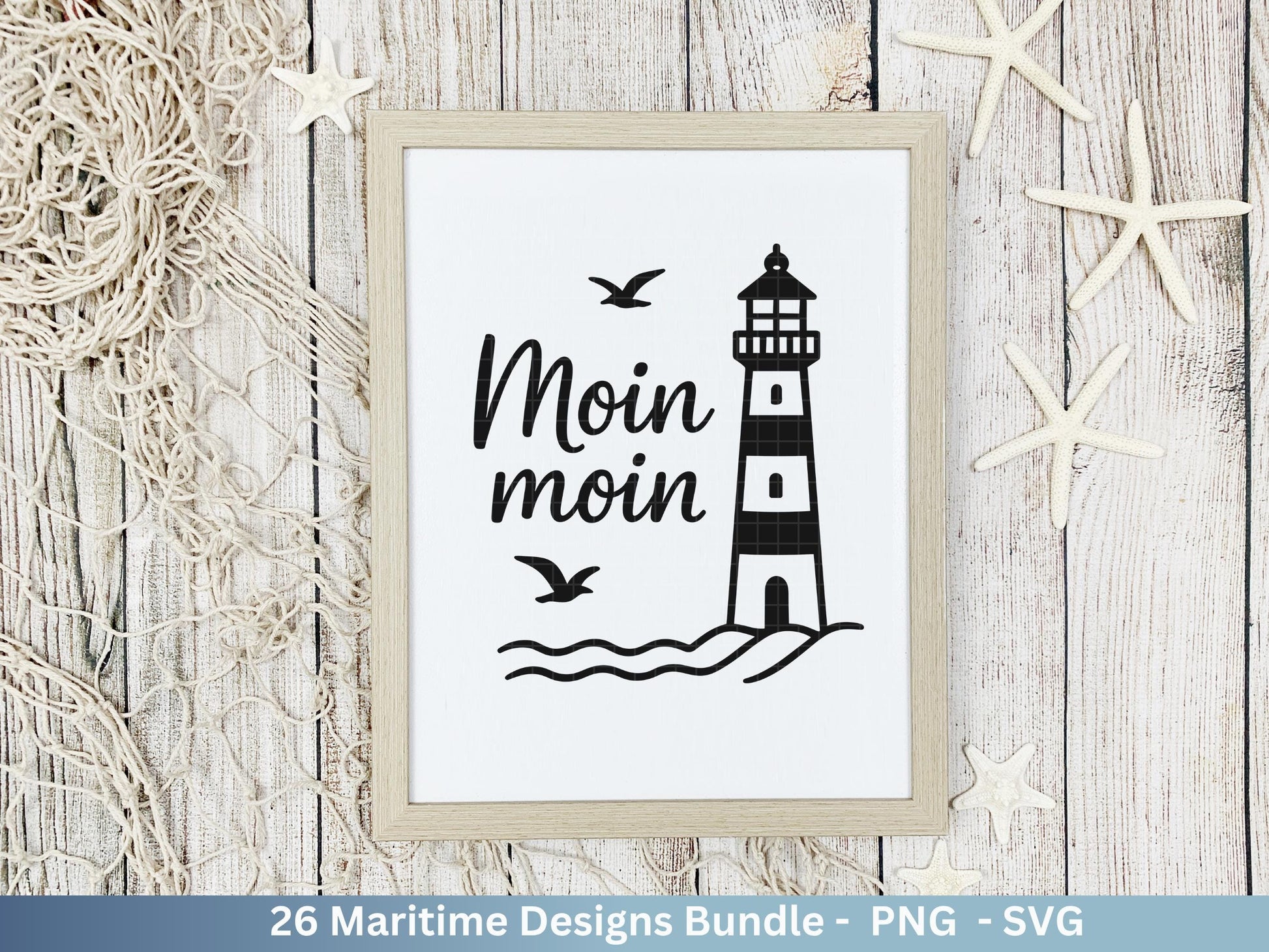 Maritim SVG Bundle – Plotterdatei & Laserdatei | Moin, Leuchtturm , Möwen | Nordsee Ostsee Sprüche | Küstenliebe | Cricut Silhouette Design