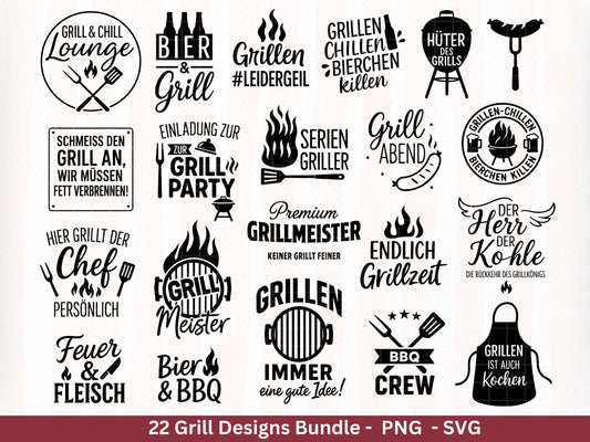 Grillen SVG – Plotterdatei & Laserdatei | Grillmeister Sprüche | BBQ Chef | König des Grills | Männer Geschenkidee Gravur Cricut Silhouette