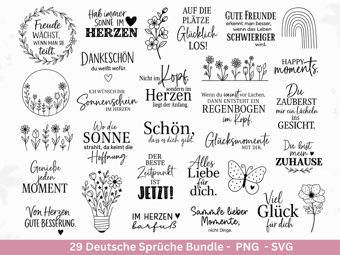 Positive Sprüche SVG – Plotterdatei & Laserdatei | Deutsche Zitate | Freundschaft | Inspiration | Regenbogen Design | Geschenkidee Cricut
