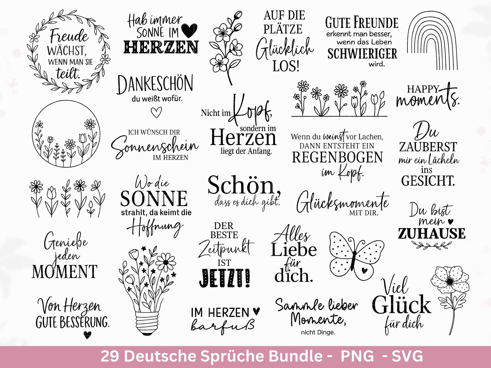 Positive Sprüche SVG – Plotterdatei & Laserdatei | Deutsche Zitate | Freundschaft | Inspiration | Regenbogen Design | Geschenkidee Cricut