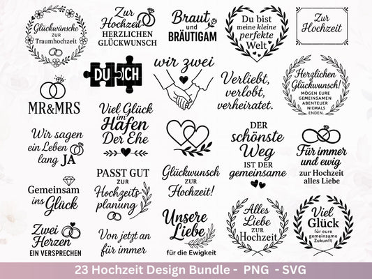 Hochzeit SVG – Plotterdatei & Laserdatei | Liebe Sprüche | Hochzeitskerze | Geschenk zur Hochzeit | Braut und Bräutigam | Cricut Silhouette