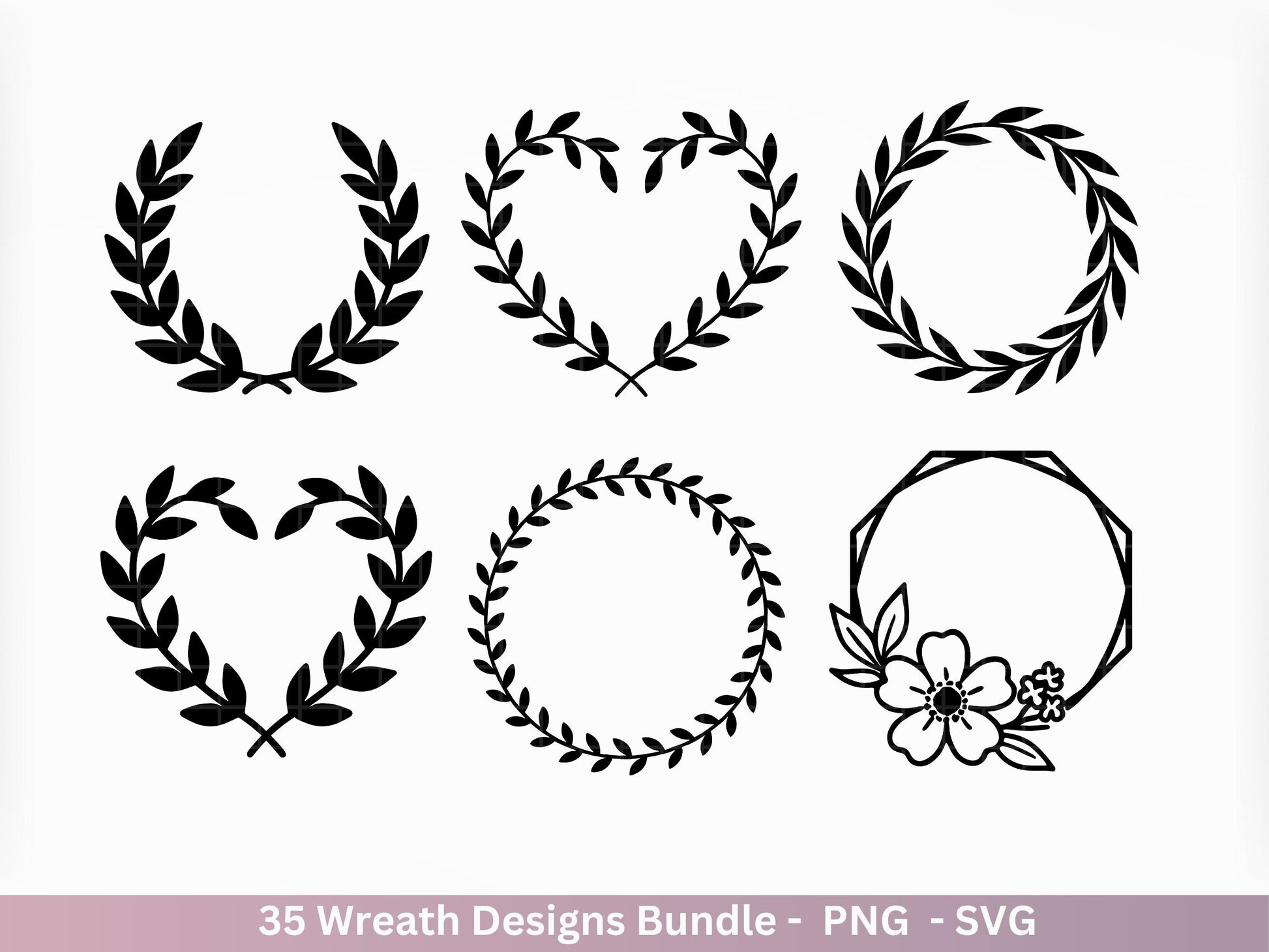 Blumenkranz SVG Bundle – Plotterdatei & Laserdatei | Kränze| Lorbeerkranz Designs | Monogramm Rahmen | Hochzeit Dekoration | Cricut Clipart