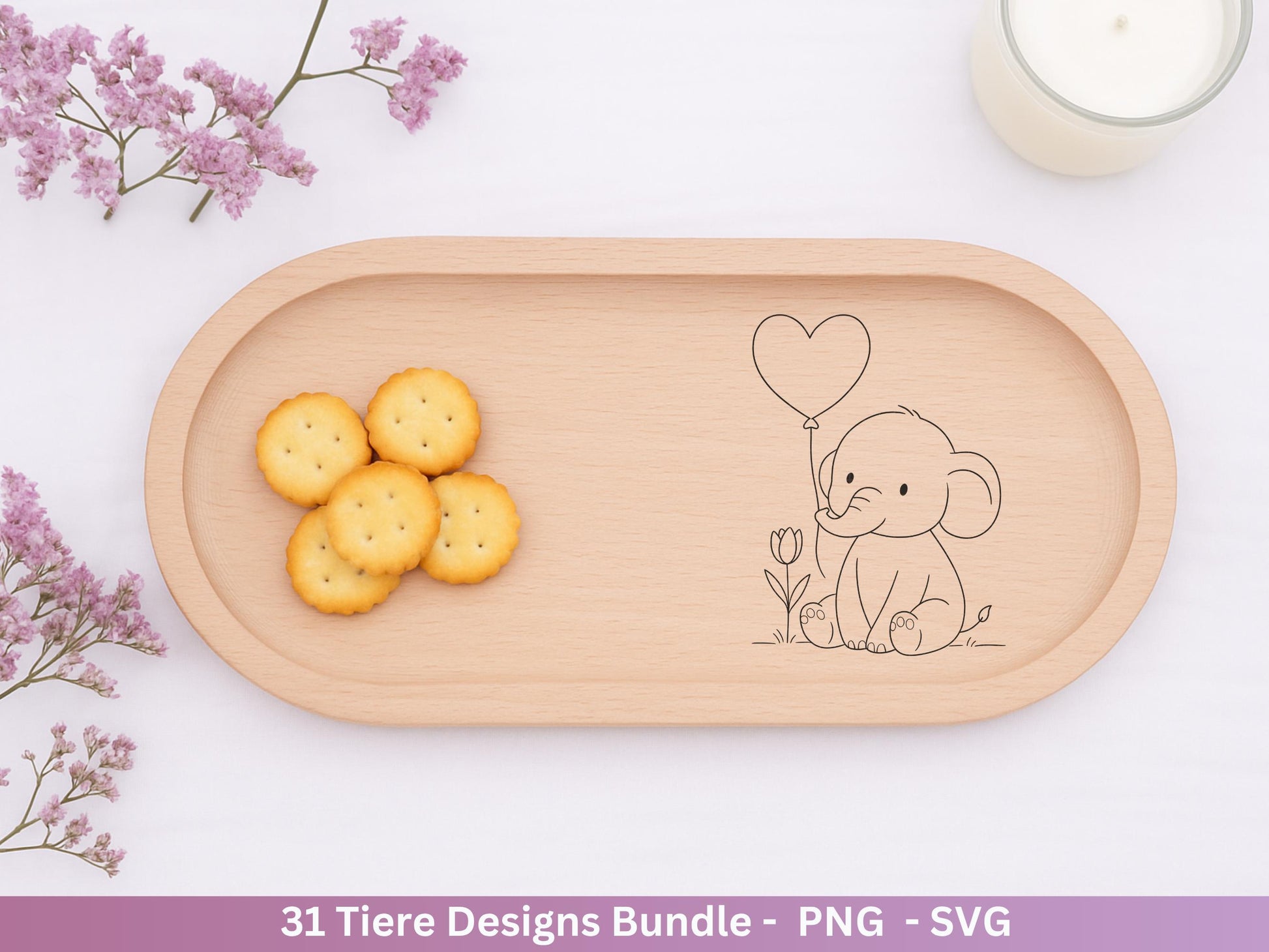 Handgezeichnete Tiere SVG Bundle – Plotterdatei & Laserdatei | Süße Wald Safari Tiere | Kinder Line Art Clipart | Geschenkidee Cricut Holz
