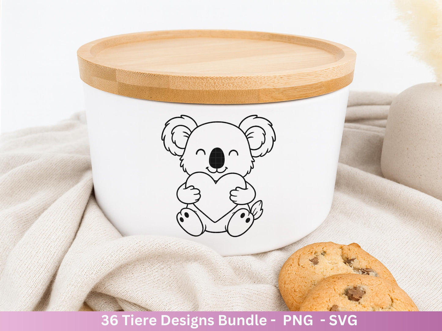 Line Art Tiere SVG Bundle – Handgezeichnete Wald und Safari Tiere, Kawaii Kinder Clipart, Plotterdatei & Lasergravur Geschenkidee Cricut