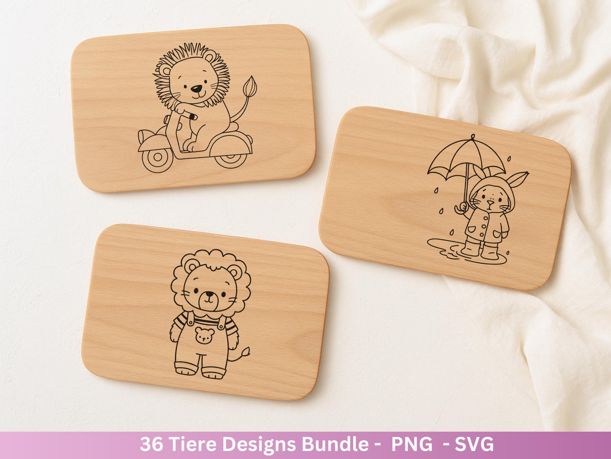 Line Art Tiere SVG Bundle – Handgezeichnete Wald und Safari Tiere, Kawaii Kinder Clipart, Plotterdatei & Lasergravur Geschenkidee Cricut